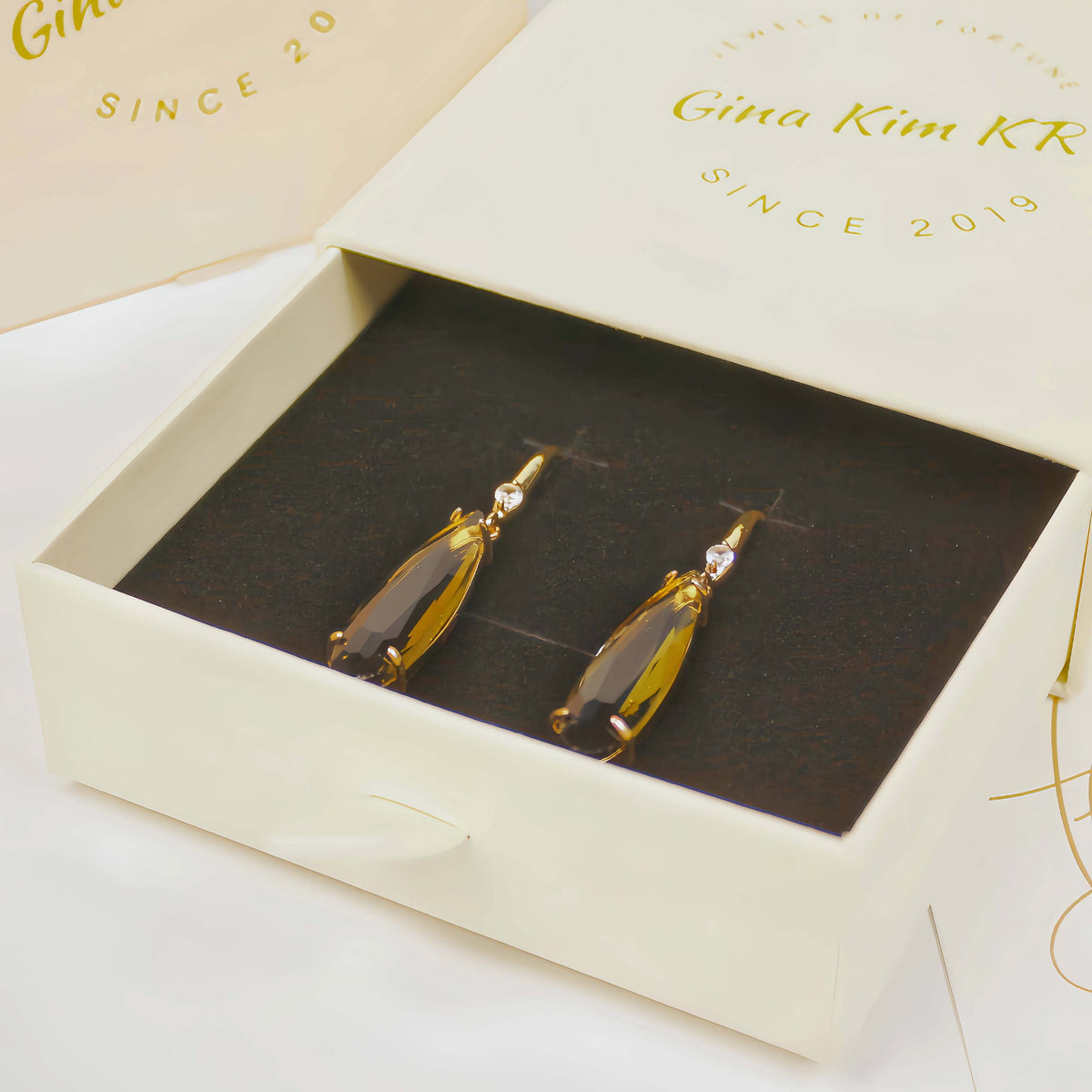 Smoky Chocolate Long Drop Jewelry Set | GinaKimKR
