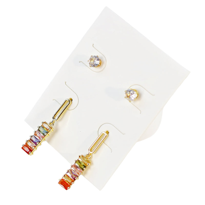 Minimal display of Lightfall Duo multicolor earrings with drop-style silhouette and playful colored accents.