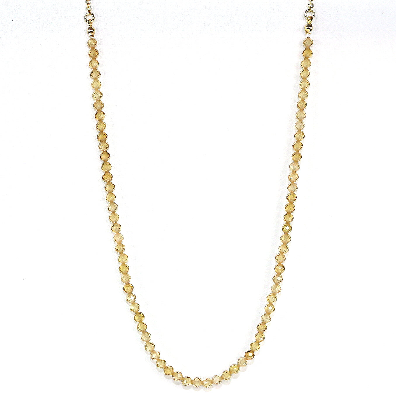 Faceted champagne CZ necklace with gold-toned chain and clasp, elegant and minimalist. Handmade by GinaKimKR.