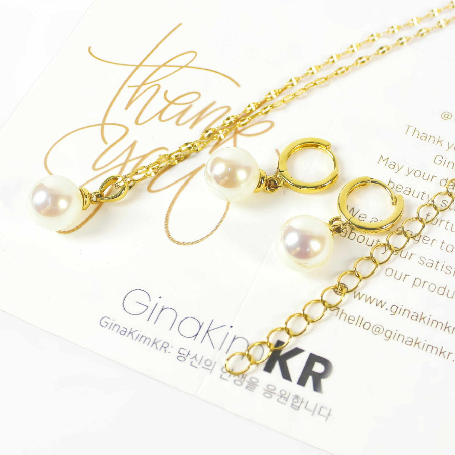 Evergold Twinkle Chain Pearl Necklace by GinaKimKR with brand card, elegant jewelry gift