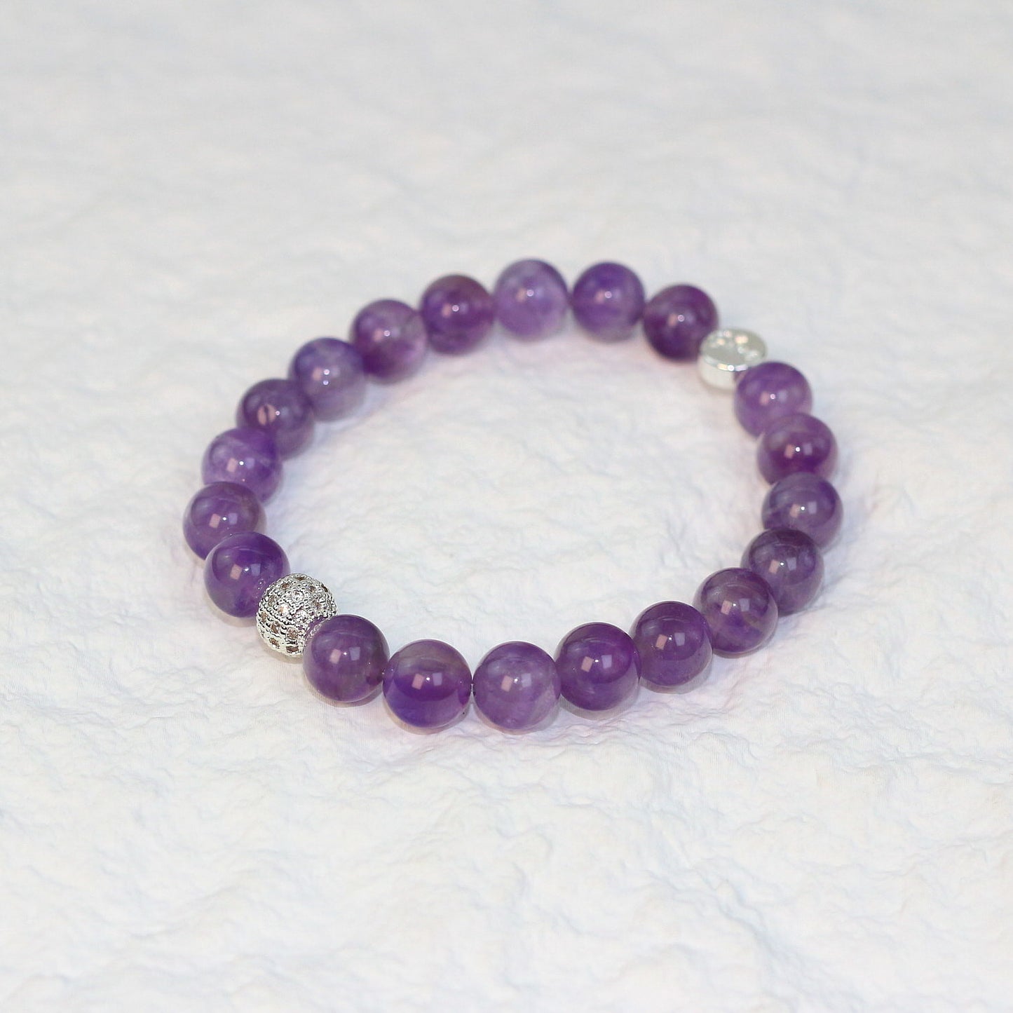 Amethyst-Stärkearmband, Fortune 8 mm, Unisex-Serie