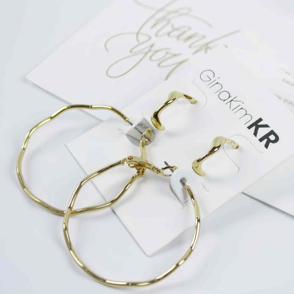 Waveform Earring Set | Fluid Gold Hoops by GinaKimKR