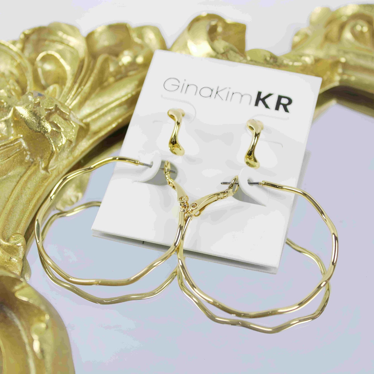 Waveform Earring Set | Fluid Gold Hoops by GinaKimKR
