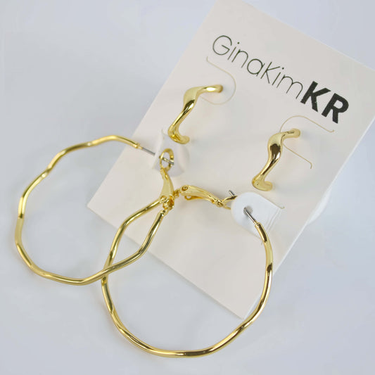 Waveform Earring Set | Fluid Gold Hoops by GinaKimKR