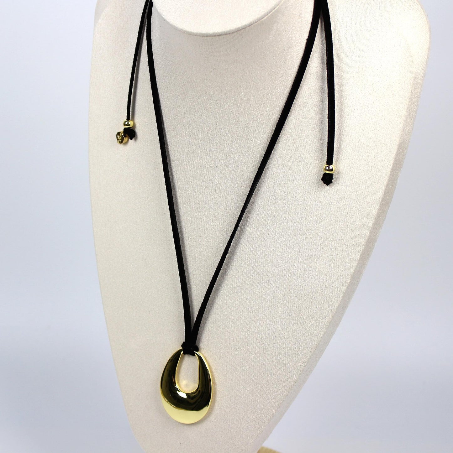 Puffed Teardrop Suede Necklace | GinaKimKR