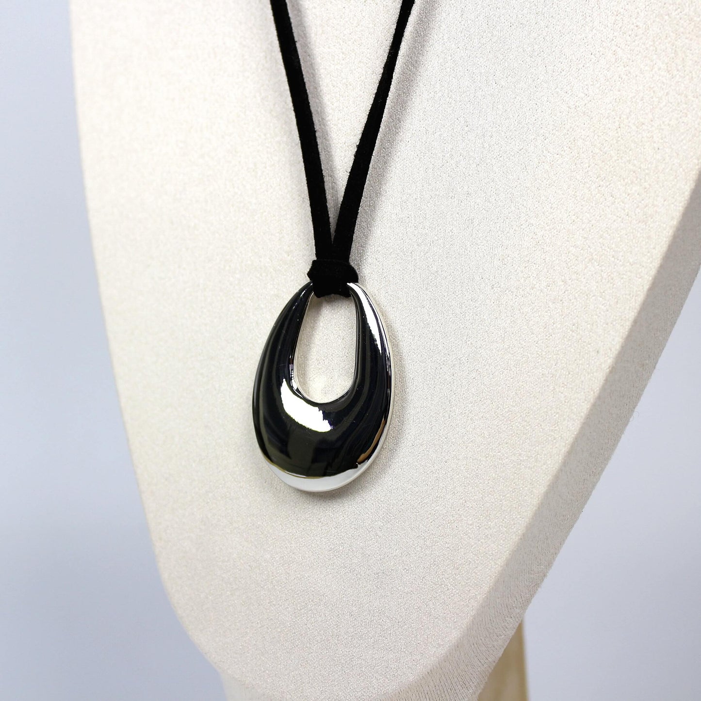 Puffed Teardrop Suede Necklace | GinaKimKR