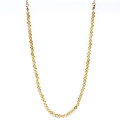 Faceted champagne CZ necklace with gold-toned chain and clasp, elegant and minimalist. Handmade by GinaKimKR.