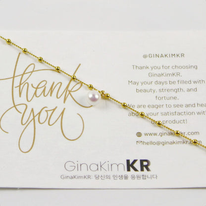 GinaKimKR Evergold Pearl Dotted Bracelet with branded packaging, showcasing refined Korean jewelry design.