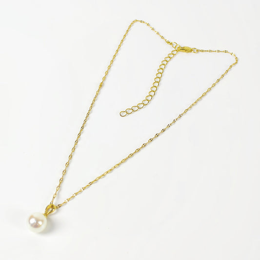 Evergold Twinkle Chain Pearl Necklace by GinaKimKR, elegant gold chain with 10mm pearl pendant