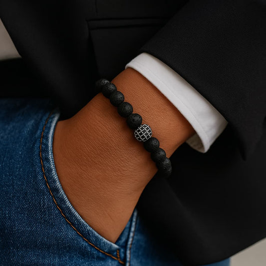 Natural Lava Stone Stretch Bracelet | 8mm Semi-Precious | GinaKimKR