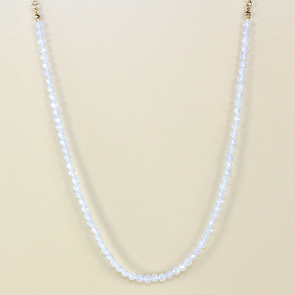 Clear crystal CZ necklace with gold-toned adjustable chain, inspired by morning light. Elegant, lightweight, and handmade by GinaKimKR.