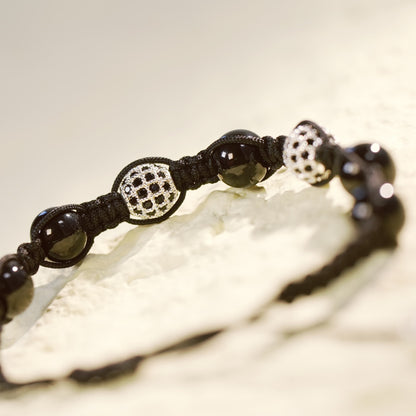 GinaKim Shadow Guard Bracelet featuring Onyx and CZ beads, designed for protection, strength, and style with a minimalist yet powerful look